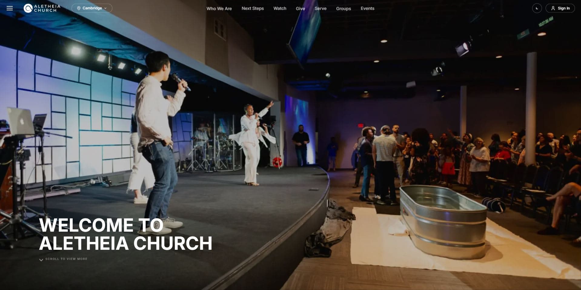 Aletheia Church website screenshot